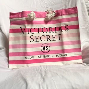 NWT, Pink and White Striped Victoria’s Secret Tote